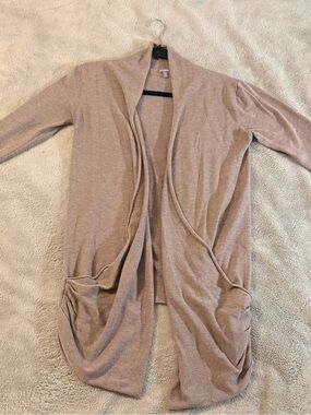 Charlotte Russe Taupe Open-Front Draped Cardigan (M)